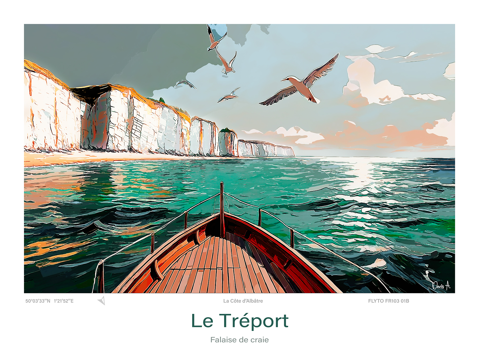 Affiche Le Tréport Illustration Falaise de craie 29 Affiche Le Treport Illustration Falaise de craie FR103 01B A