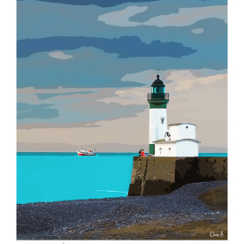 Affiche Le Tréport Illustration Phare du Tréport