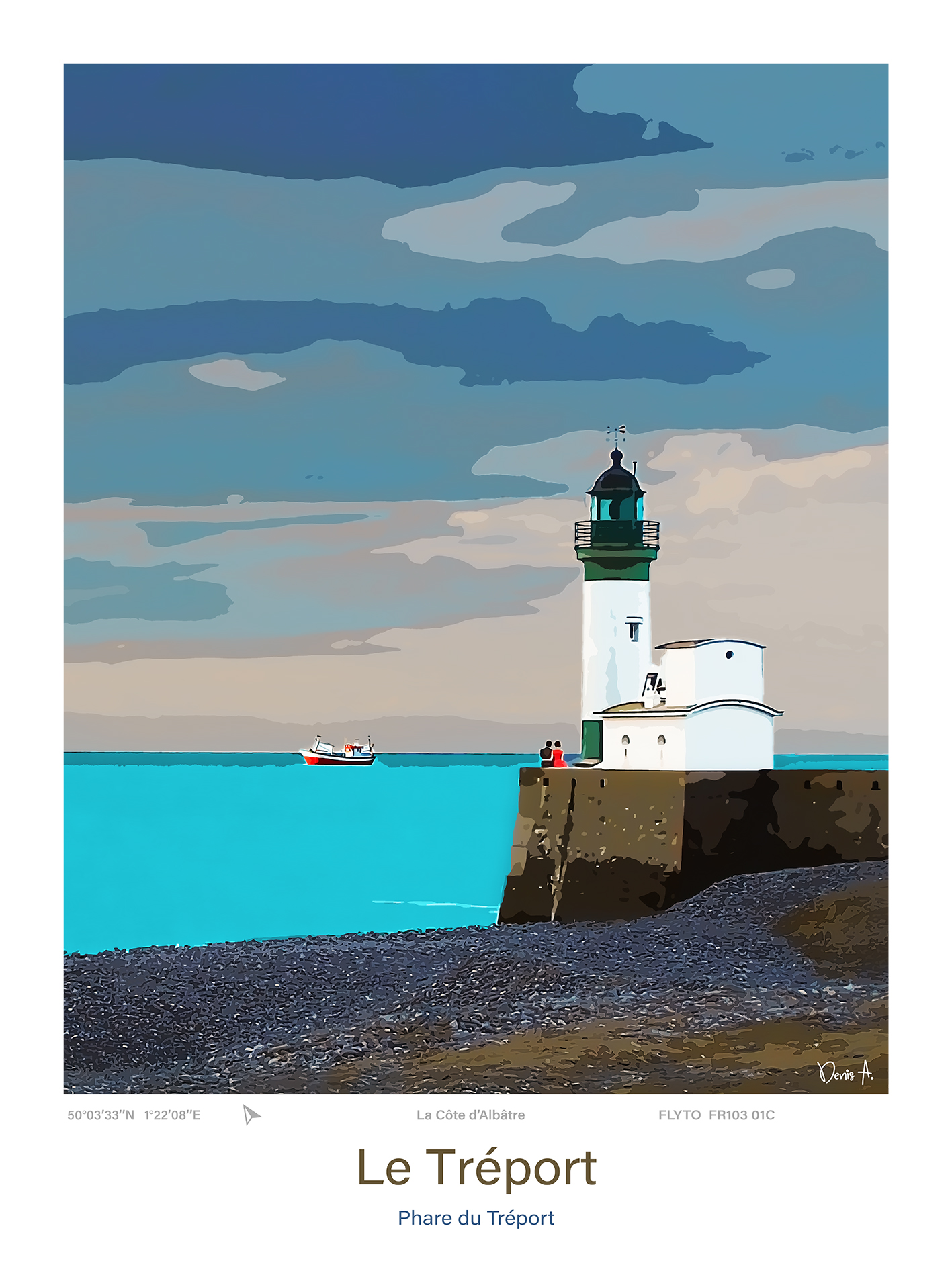 Affiche Le Tréport Illustration Phare du Tréport 28 Affiche Le Treport Illustration Phare du Treport FR103 01C A