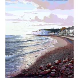 Affiche Mers-les-Bains Illustration Esplanade
