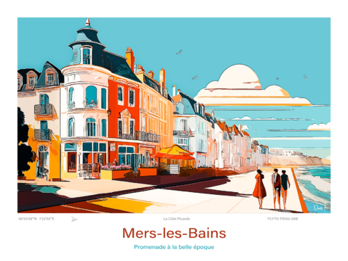 Affiche Mers les Bains Illustration Promenade a la belle epoque FR102 06 A