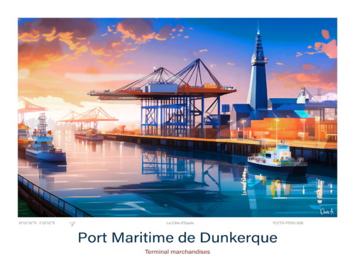 Affiche Port Maritime de Dunkerque Illustration Terminal marchandises FR101 02B A