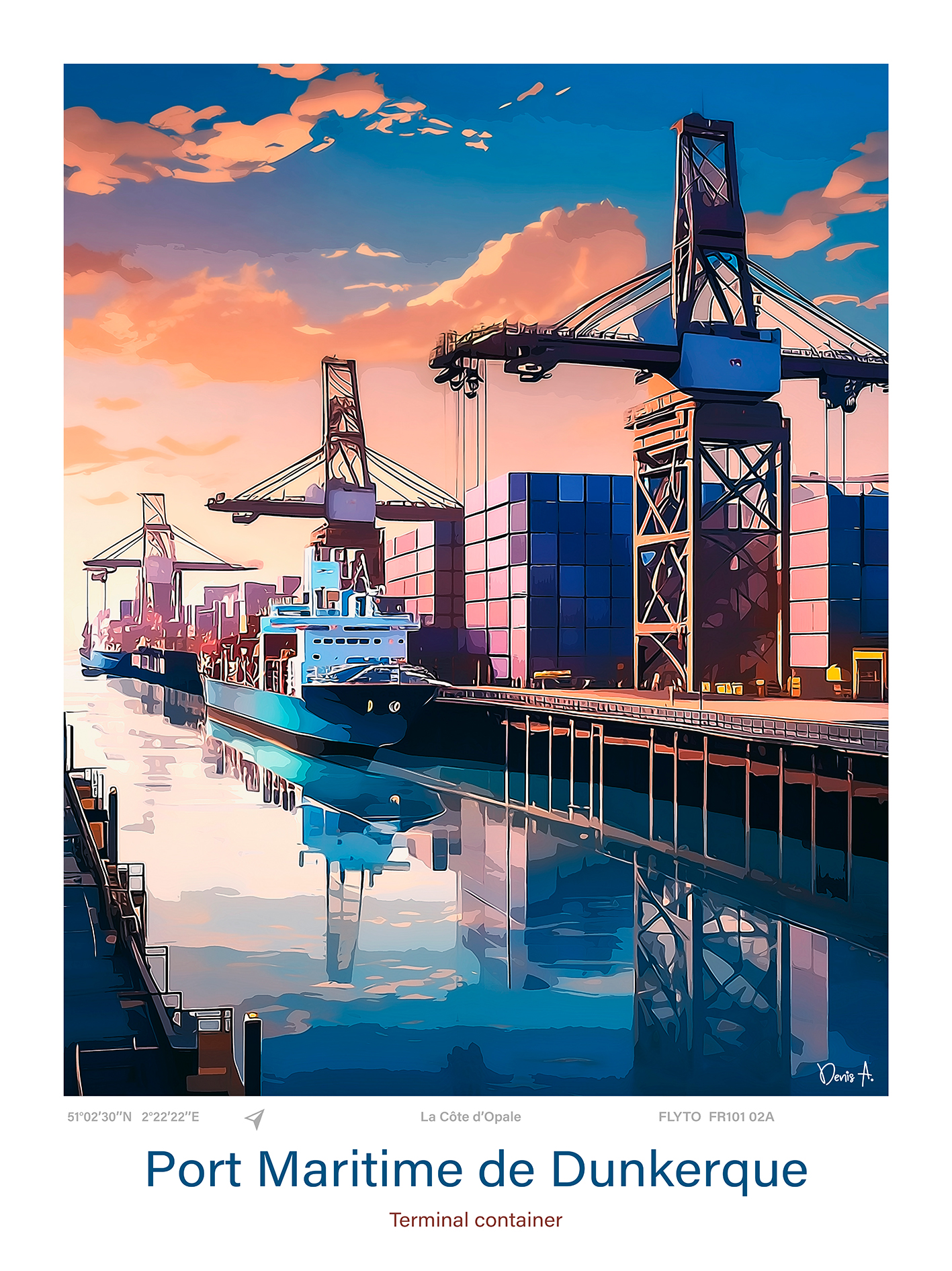 Affiche Port Maritime de Dunkerque Illustration Terminal container 1 Affiche Port Maritime de Dunkerque Illustration Terminal container