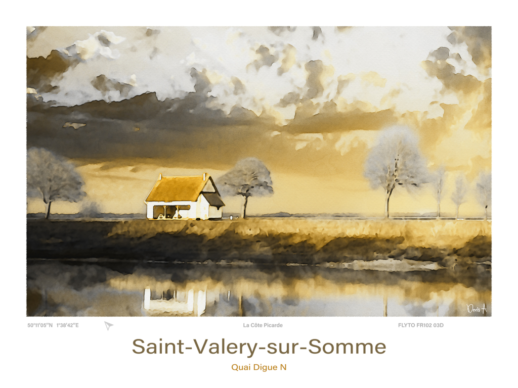 Affiche Saint Valery sur Somme Aquarelle Quai Digue N FR102 03D A