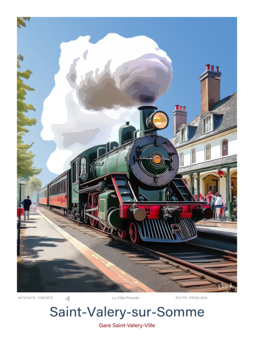 Affiche Saint Valery sur Somme Illustration Gare Saint Valery Ville FR102 03A A