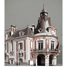 Affiche Trouville-sur-Mer Architecture Hôtel de Ville