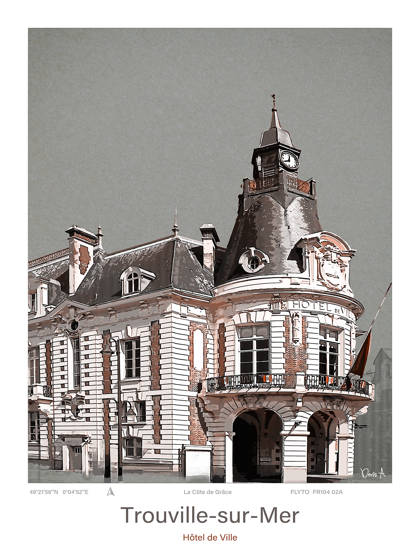Affiche Trouville-sur-Mer Architecture Hôtel de Ville 4 Affiche Trouville sur Mer Architecture Hotel de Ville FR104 02A A