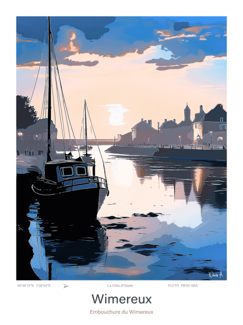 Affiche Wimereux Illustration Embouchure du Wimereux 3 Affiche Wimereux Illustration Embouchure du Wimereux FR101 06A A