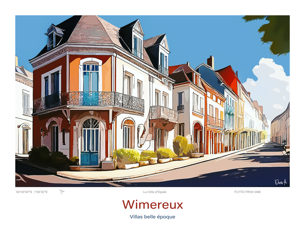 Toile Wimereux Illustration Villas belle époque 7 Affiche Wimereux Ilustration Villas belle epoque FR101 06B A