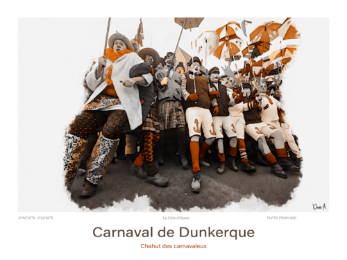 Carnaval de Dunkerque Aquarelle Chahut des carnavaleux FR101 01C A