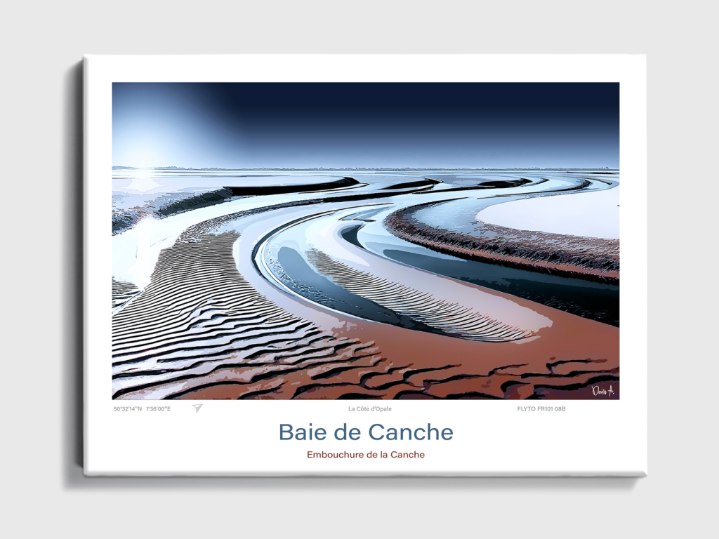 Affiche Baie de Canche Illustration Embouchure de la Canche 8 Toile Baie de Canche Illustration Embouchude de la Canche FR101 08B T