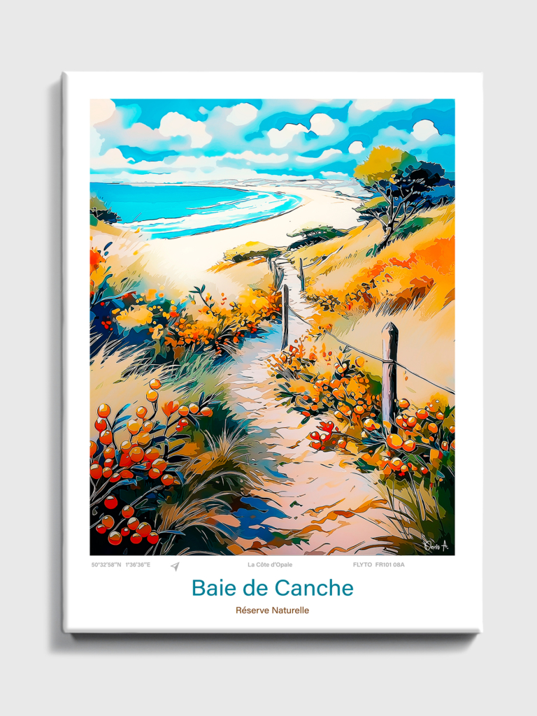 Affiche Baie de Canche Illustration Embouchure de la Canche 7 Toile Baie de Canche Illustration Reserve Naturelle FR101 08A T