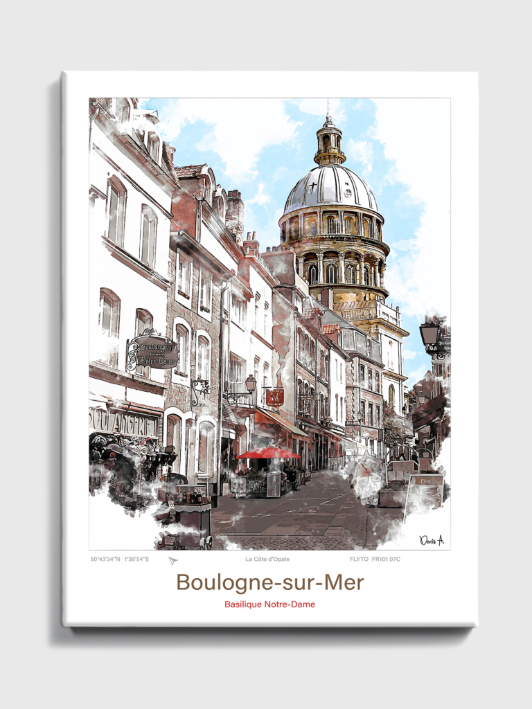 Affiche Baie de Canche Illustration Réserve Naturelle 7 Toile Boulogne sur Mer Architecture Basilique Notre Dame FR101 07C T