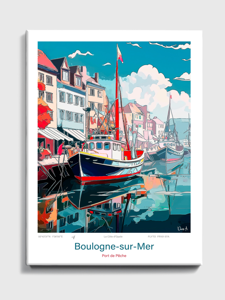 Affiche Boulogne-sur-Mer Illustration Régate de dériveurs 7 Toile Boulogne sur Mer Illustration Port de Peche FR101 07A T