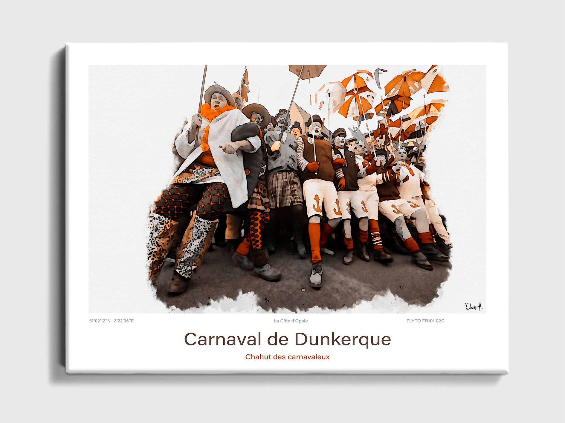 Toile Carnaval de Dunkerque Aquarelle Chahut des carnavaleux 50 Toile Carnaval de Dunkerque Aquarelle Chahut des carnavaleux FR101 02C T