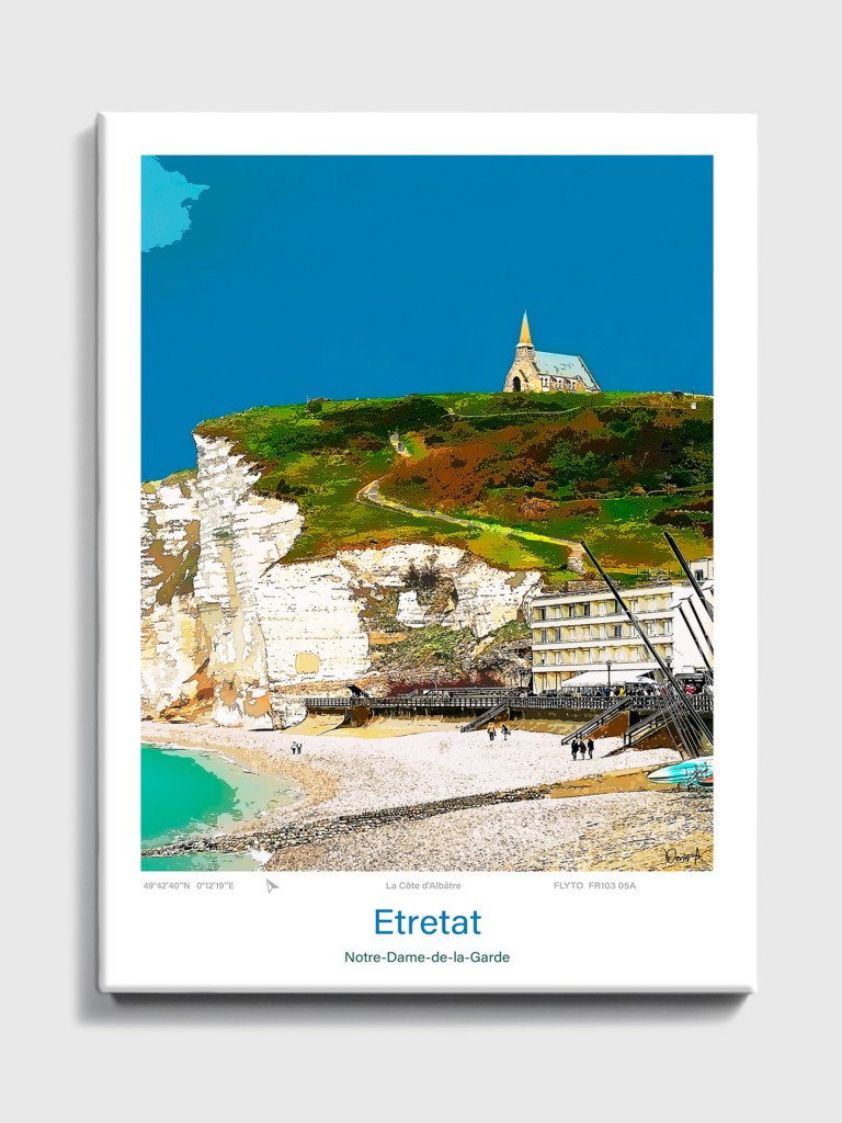 Affiche Etretat Illustration Arche de la Manneporte 7 Toile Etretat Illustration Notre Dame de la Garde FR103 05A T