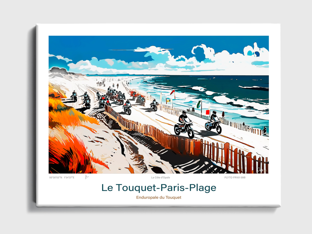 Affiche Le Touquet-Paris-Plage Illustration Enduropale du Touquet 8 Toile Le Touquet Paris Plage Illustration Enduropale du Touquet FR101 09B T