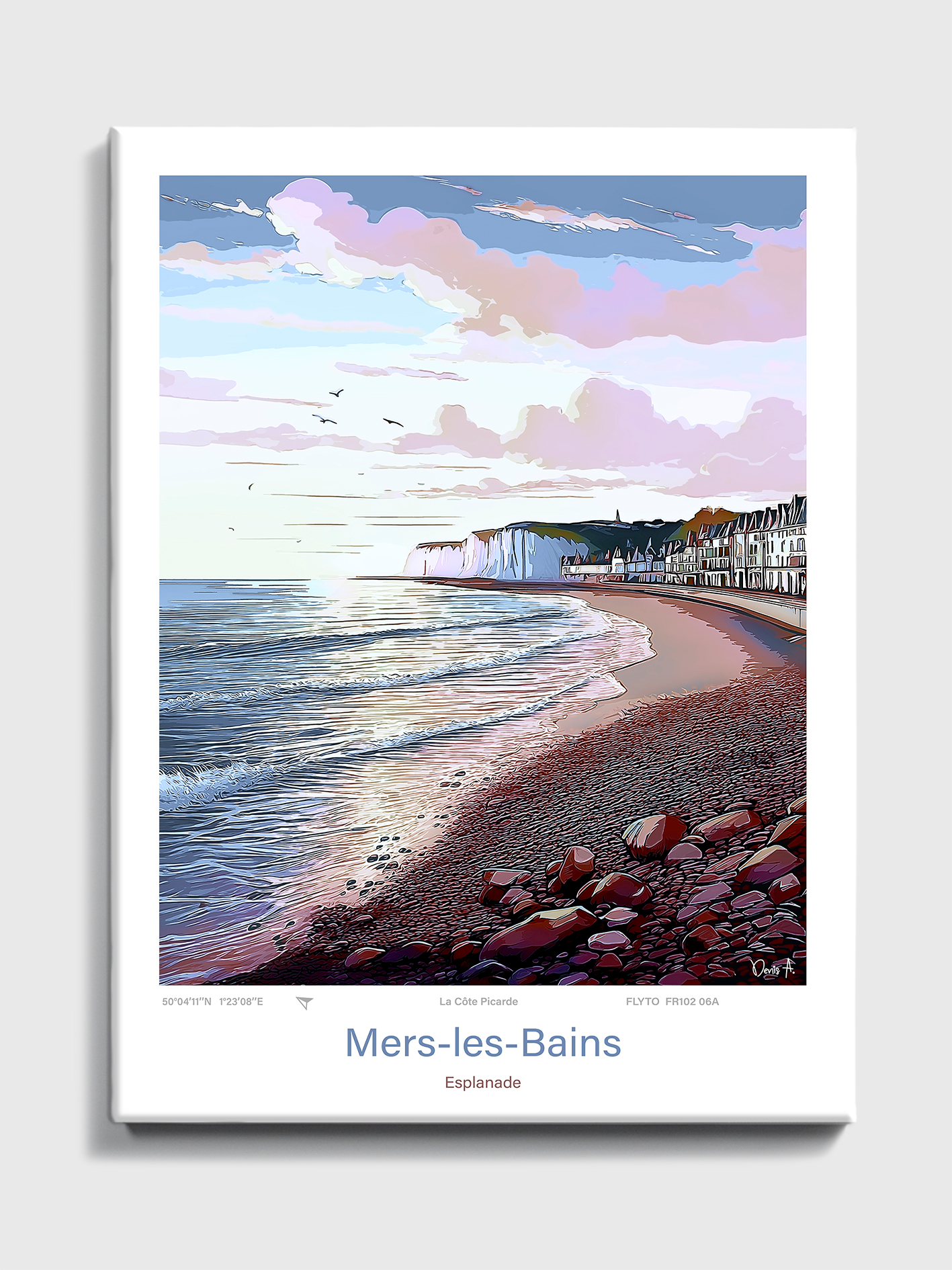 Toile Mers-les-Bains Illustration Esplanade 1 Toile Mers-les-Bains Illustration Esplanade