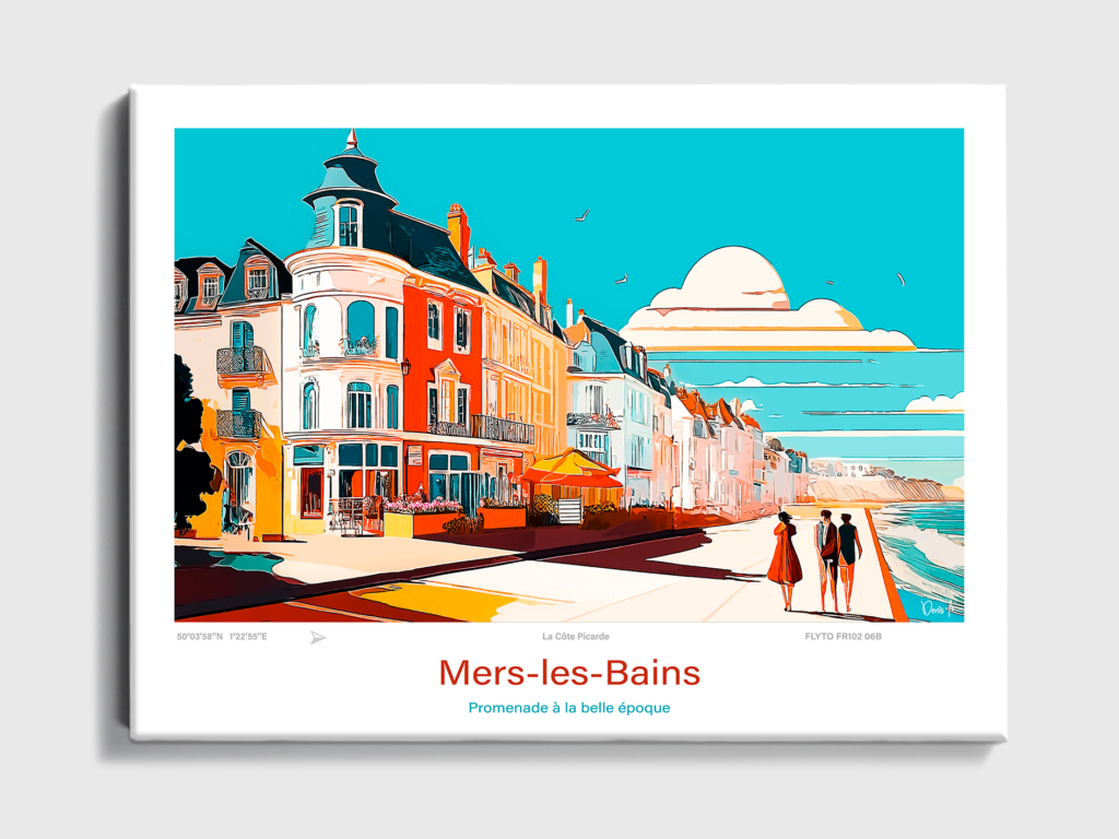 Toile Mers les Bains Illustration Promenade a la belle epoque FR102 06B T