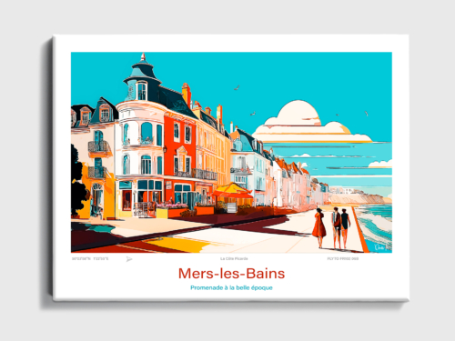 Toile Mers les Bains Illustration Promenade a la belle epoque FR102 06B T