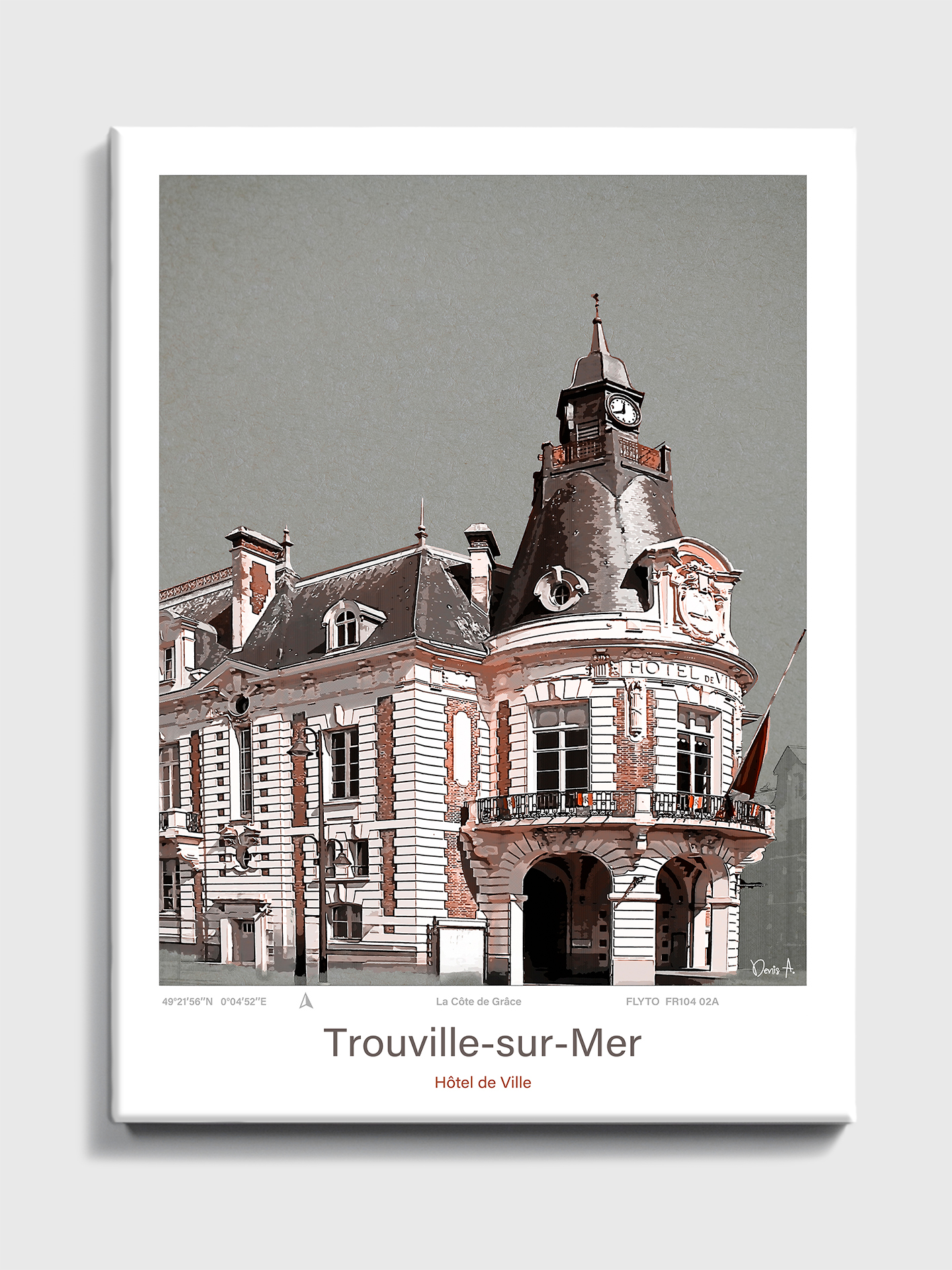 Toile Trouville-sur-Mer Architecture Hôtel de Ville 3 Toile Trouville sur Mer Architecture Hotel de Ville FR104 02A T